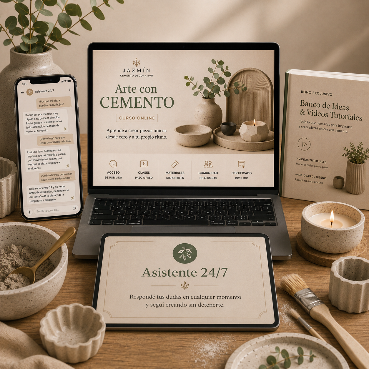 Sistema Cemento Decorativo — mockup del curso